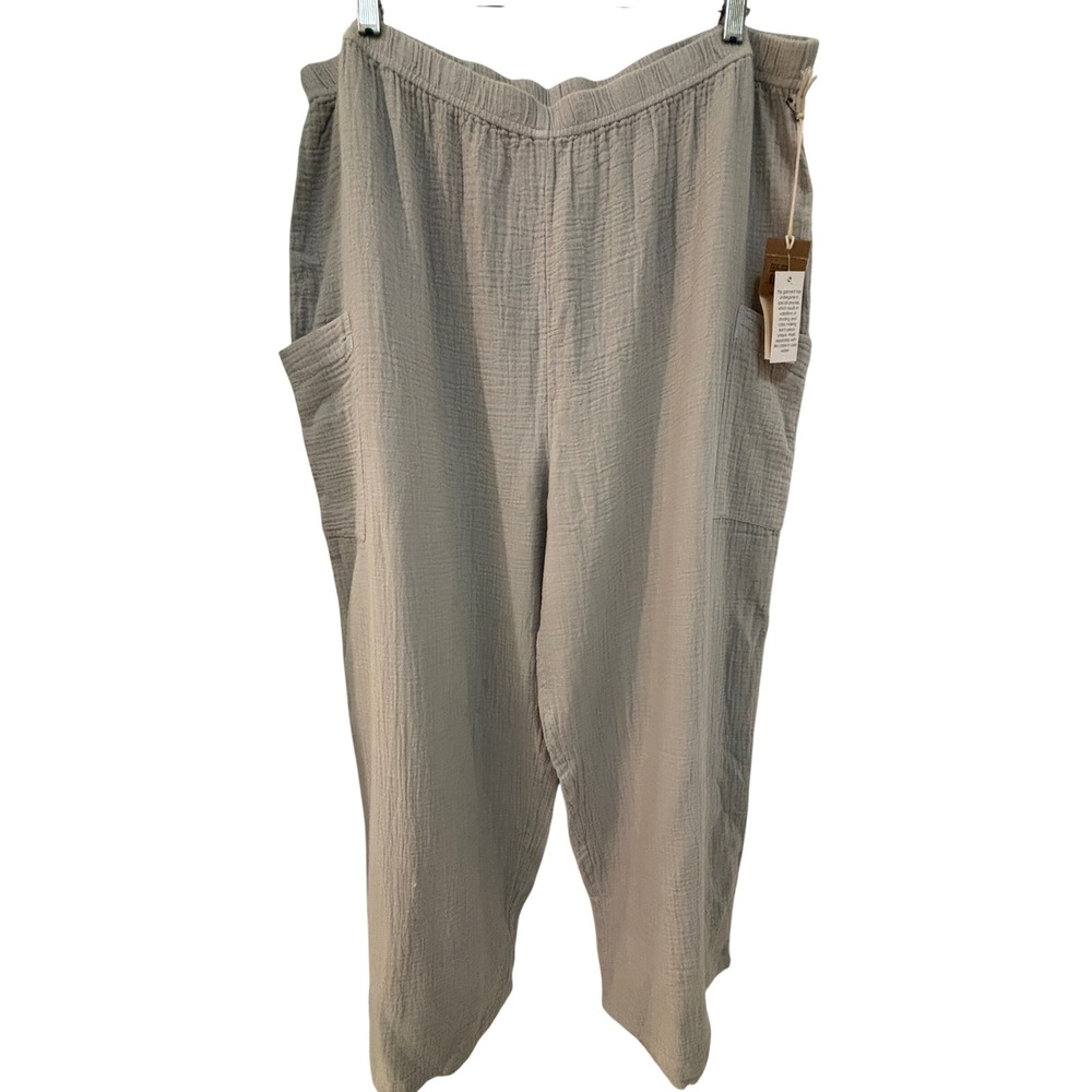 Escape by Habitat Dune Gauze Wide Leg Cargo Pants XXL 62442 Gray New